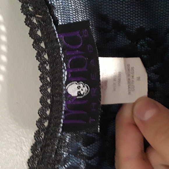 Gothic Blue Skirt With Black Rose lace size medium - Picture 4 of 4